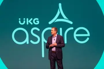 UKG CEO Chris Todd speaking on the main stage at UKG Aspire 2023