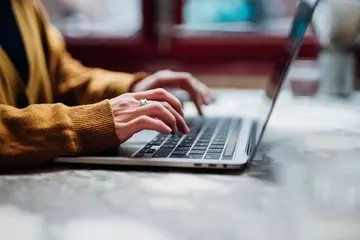 typing on a computer