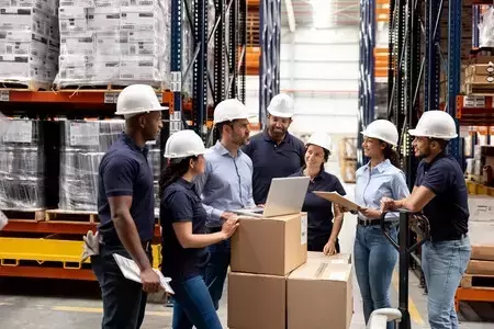 People in white hard hats 